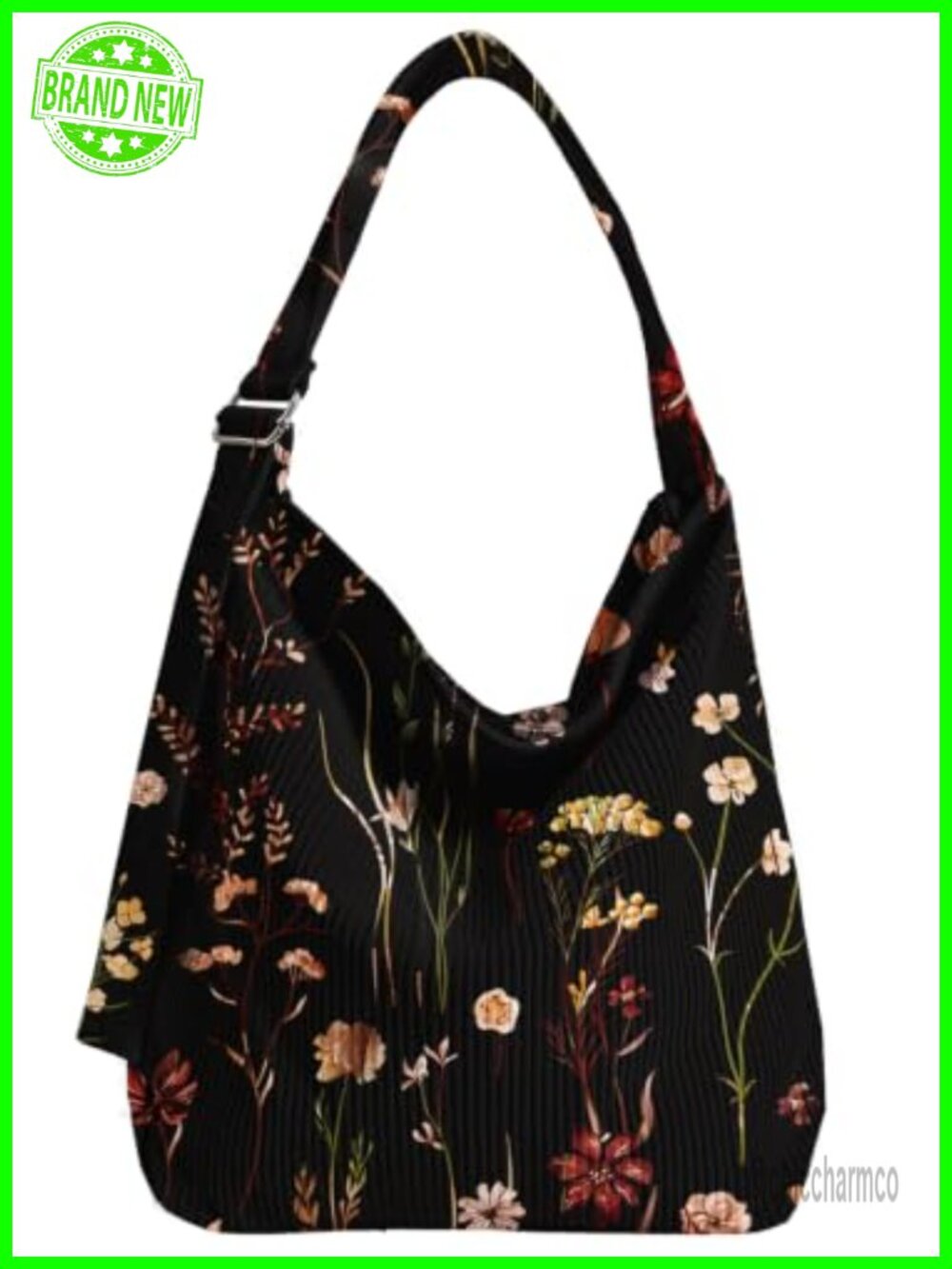 Corduroy Hobo Bag Large Zipper Tote Adjustable Strap Shoulder Crossbody